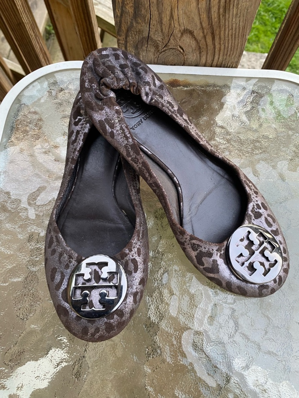 Tory Burch Brown Leopard-Print Reva Logo Ballet Flats